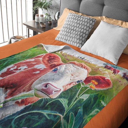 子牛の牧草地 フリースブランケット