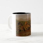 子牛の離乳(牛の農業) ツートーンマグカップ (正面左)