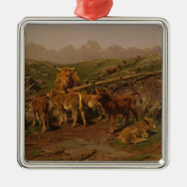 子牛の離乳（農村牛農場） メタルオーナメント