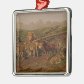 子牛の離乳(農村牛農場) メタルオーナメント (左)