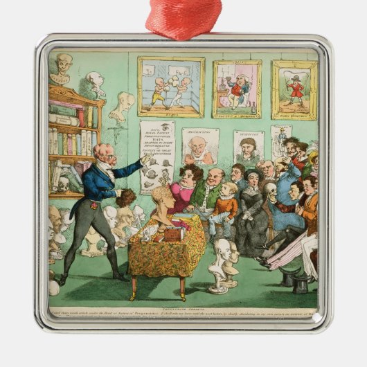 子牛の頭部および頭脳; Phrenological メタルオーナメント (正面)