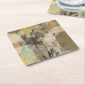 子牛皮紙の花柄II スクエアペーパーコースター (アングル)