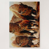 子牛、雄牛が付いている充満Baffaloかバイソン1014部分 ジグソーパズル (縦)