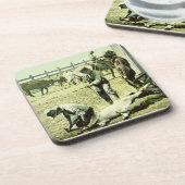 子牛、c.1900 (写真)を決め付けているアメリカのカウボーイ コースター (左側)