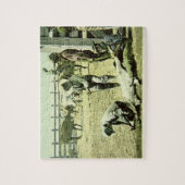 子牛、c.1900 (写真)を決め付けているアメリカのカウボーイ ジグソーパズル (縦)