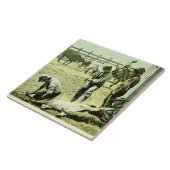 子牛、c.1900 (写真)を決め付けているアメリカのカウボーイ タイル (側面)