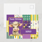 子牛 XOXO お誕生日おめでとう ポストカード (正面/裏面)