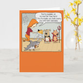 子犬おもしろいを怖いハロウィンにしようとしている カード (黄色い花)