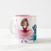 子犬お洒落付きクリスマス応援 ツートーンマグカップ (正面左)