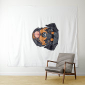 子犬からポーソレのパートナーへのロットウェイラロンプ タペストリー (インサイチュ(横))