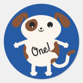 子犬かわいいカラフル子供の誕生日パーティーテーマ ラウンドシール