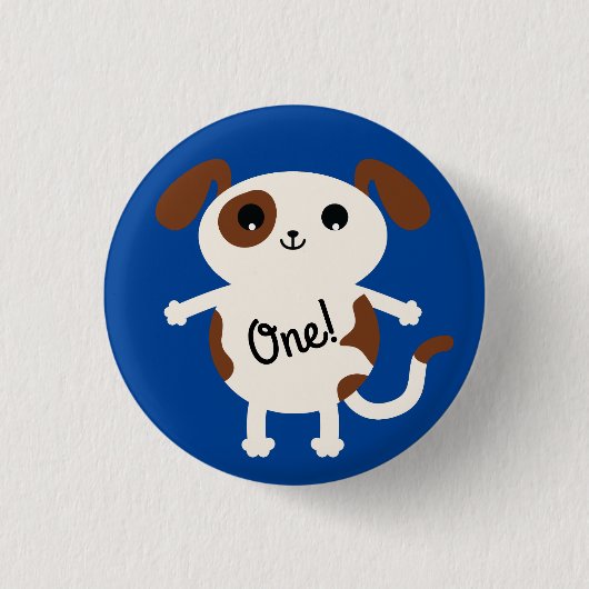 子犬かわいいカラフル子供の誕生日パーティーテーマ 缶バッジ (正面)