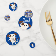 子犬かわいいカラフル第1の誕生日パーティーテーマ