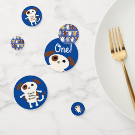 子犬かわいいカラフル第1の誕生日パーティーテーマ コンフェッティ