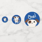 子犬かわいいカラフル第1の誕生日パーティーテーマ コンフェッティ (正面)