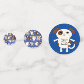 子犬かわいいカラフル第1の誕生日パーティーテーマ コンフェッティ (裏面)