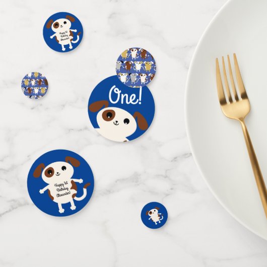 子犬かわいいカラフル第1の誕生日パーティーテーマ コンフェッティ (グループ)