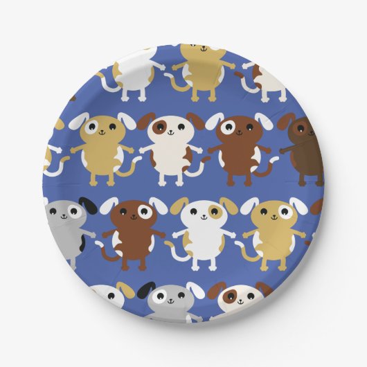 子犬かわいいカラフル第1の誕生日パーティーテーマ ペーパープレート (正面)