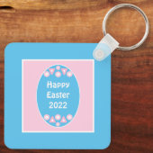 子犬かわいらし安らかにイースターギフト休む キーホルダー (裏面)