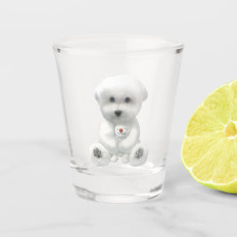 子犬がおもちゃを抱きしめている ショットグラス