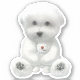 子犬がおもちゃを抱きしめている シール