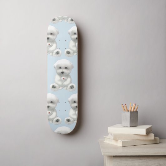 子犬がおもちゃを抱きしめている スケートボード (ウォールアート)