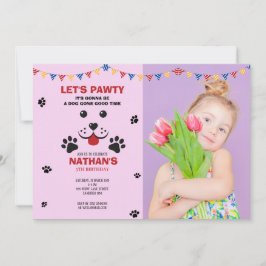 子犬がパウィティ誕生日少年の写真を許可 招待状