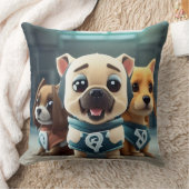 子犬が三モダンコンテンポラリー匹放つ クッション (ブランケット)