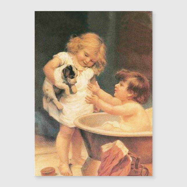 子犬が入浴するヴィンテージアンティーク (正面)