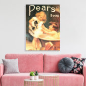 子犬が入浴するヴィンテージアンティーク キャンバスプリント (インサイチュ (リビング))