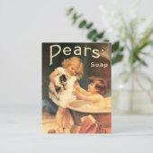 子犬が入浴するヴィンテージアンティーク ポストカード (スタンド正面)