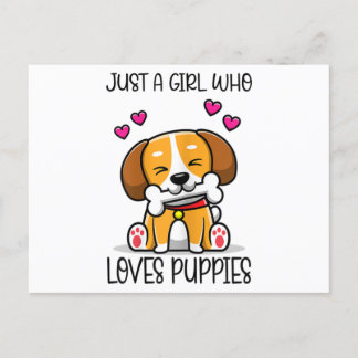 子犬が大好きな女の子 ポストカード