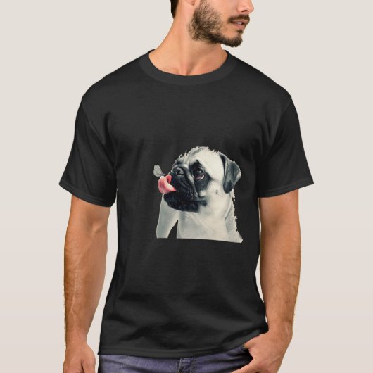 子犬が犬を磨く Tシャツ (正面)