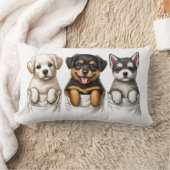 子犬すごいがいっぱい可愛いポケット ランバークッション (ブランケット)