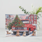子犬たちと赤いトラックのクリスマス村 シーズンカード (スタンド正面)