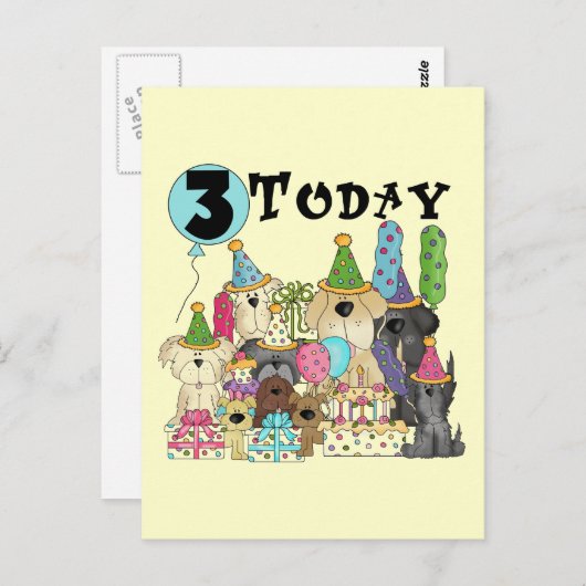 子犬たち3rd誕生日Bash Tシャツとギフト ポストカード (正面/裏面)