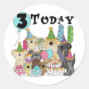 子犬たち3rd誕生日Bash Tシャツとギフト ラウンドシール