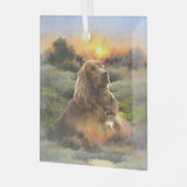 子犬とアイリッシュセッター ガラスオーナメント (正面左)