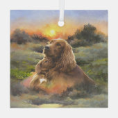 子犬とアイリッシュセッター ガラスオーナメント (裏面)