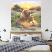 子犬とアイリッシュセッター キャンバスプリント (インサイチュ (寝室))