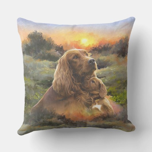 子犬とアイリッシュセッター クッション (裏面)