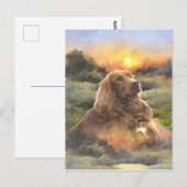 子犬とアイリッシュセッター ポストカード (正面/裏面)