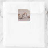 子犬とウサギ スクエアシール (バッグ)