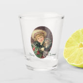 子犬とクリスマスガール ショットグラス (正面)