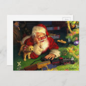 子犬とサンタクロース シーズンポストカード (正面/裏面)