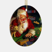 子犬とサンタクロース セラミックオーナメント (右)
