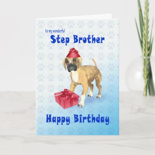 子犬とステップブラザーの誕生日カード カード (正面)