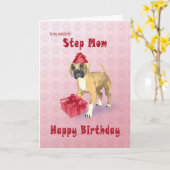 子犬とステップママのための誕生日カード カード (黄色い花)