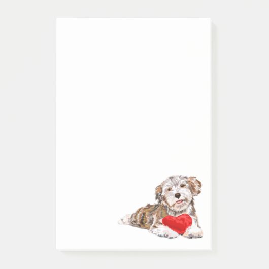 子犬とハートギフトそれを投稿メモ ポストイット (正面)