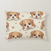 子犬とハート枕 アクセントクッション (正面)